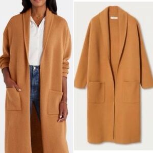 MNG ✨ MANGO oversized camel sweater coat heavy knit cardigan with pockets | Sz S